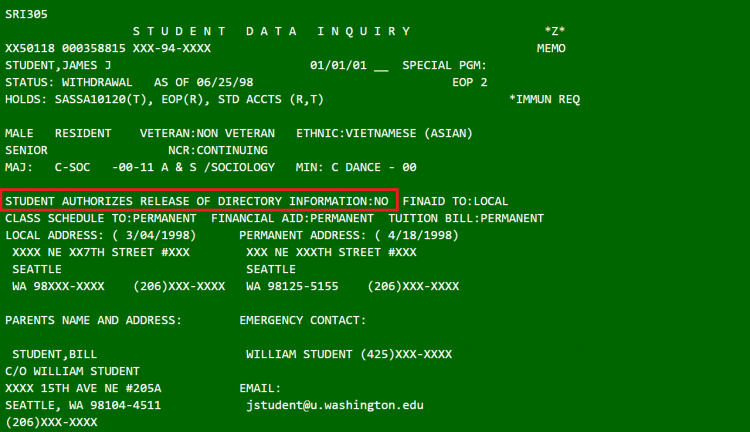 SDB Screen 305